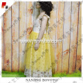 floral printed yellow tulle girls lace dress